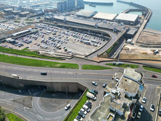High Angle View of Most Beautiful and Attractive British Tourist Attraction of Brighton seaside...