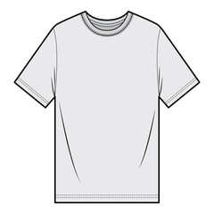 Naklejka premium Vector illustration of an oversized, overfit tee fashion flat with short sleeves, a relaxed silhouette, and crew neck, designed for apparel templates, tech packs, and digital fashion sketches. 