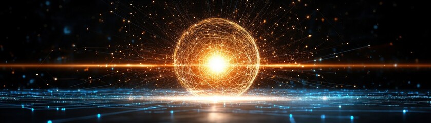 Obraz premium Glowing energy sphere on a dark background