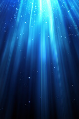 Starlit underwater glowing stream blue glitter shining stars abstract liquid background 