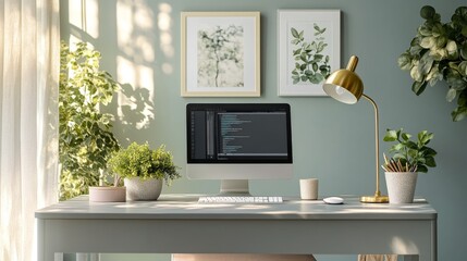 Cozy techfocused home office for photo editing productivity