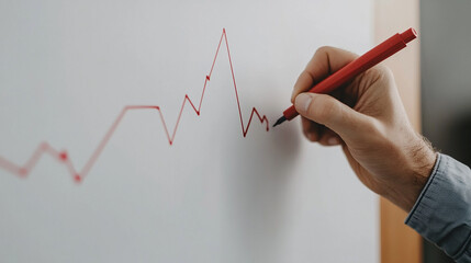 折れ線グラフを書く男性