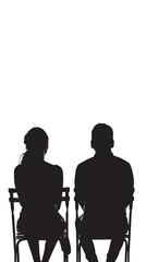Back view of a couple silhouette sitting on Chair