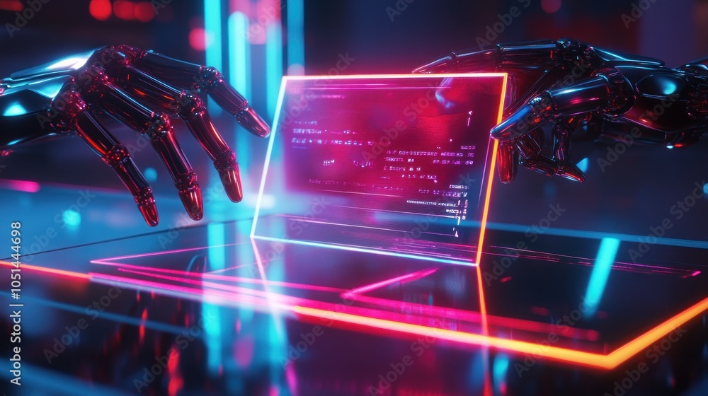Poster robots interacting with illuminated holographic screen