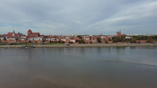 Top view of the old town in Toruń, Poland.