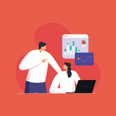 Mentor leader talking to female trainee at meeting, A dedicated mentor is explaining project to mentees, Business people in the work