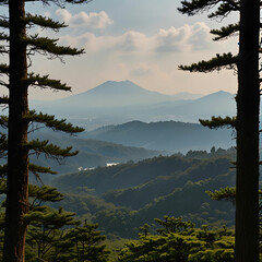 A picturesque view of Soni Kougen Plateau in Japan showcases rolling green hills, dotted with vibrant wildflowers.