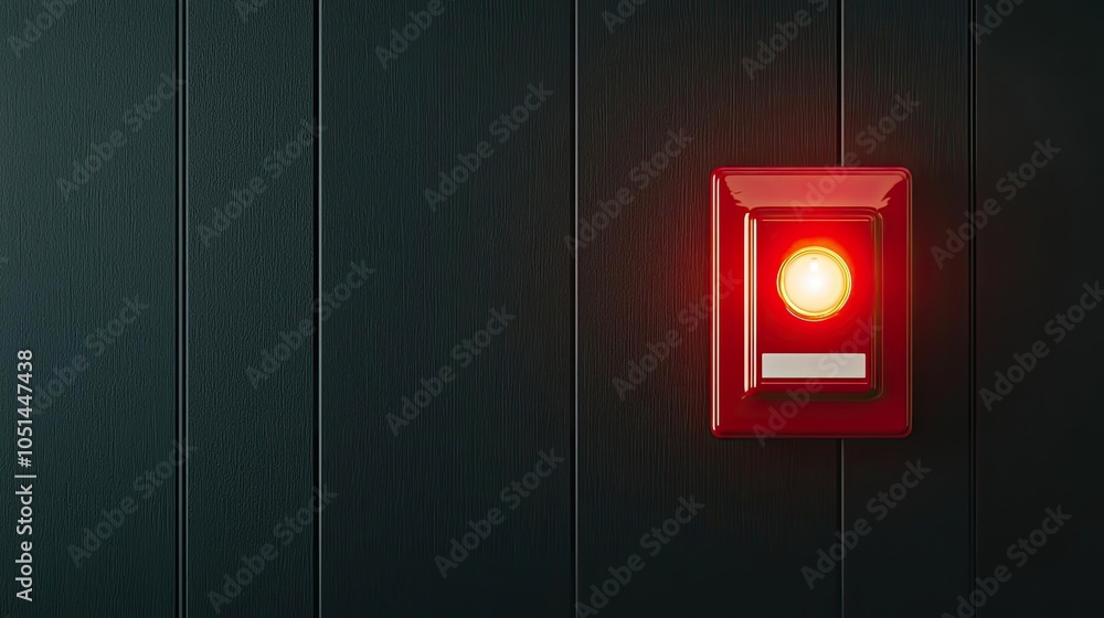 Poster A close-up image of a red emergency button on a dark wall.