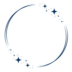 Minimalist stardust frame. Shiny star circle frame