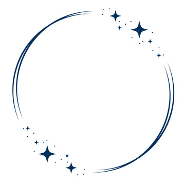 Minimalist stardust frame. Shiny star circle frame