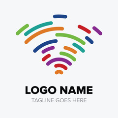 Signal wave minimalist modern logo, modern simple logo for company, vector design illustration