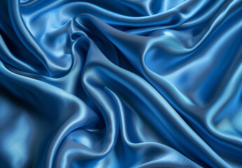 Obraz premium Blue silk background, soft folds of fabric, neutral background.