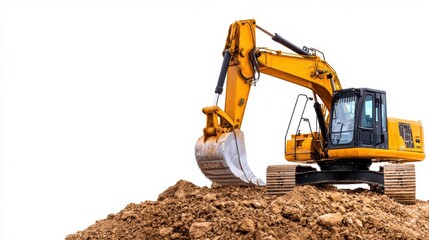 Fototapeta premium Powerful Excavator at Work on a Construction Site Digging and Moving Earth