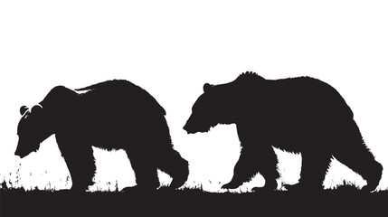 Fototapeta premium Bears silhouette isolated in White background