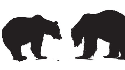 Fototapeta premium Bears silhouette isolated in White background