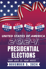 2024 Presidential Election Poster: Vote in USA Flag Design - November 5
