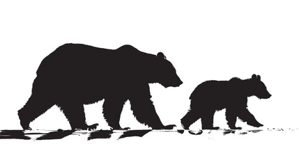 Fototapeta premium Bears silhouette isolated in White background