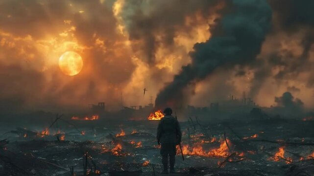 Timeless anguish: a war torn frame unveiling fear, sadness, preserving emotional essence of historical conflict, leaving an indelible mark on heart, mind, collective human experience.