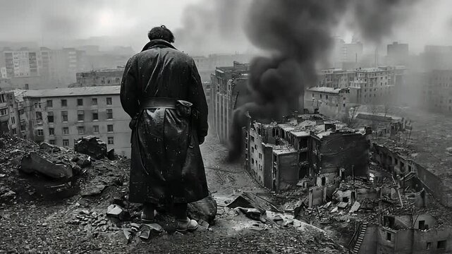 Echo of conflict: war frozen in time, embodying fear, sorrow, harsh realities of history, stirring profound emotions as it portrays tragedy, weight carried by those shaped by great wars.