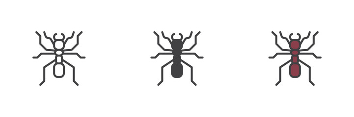 Ant insect different style icon set