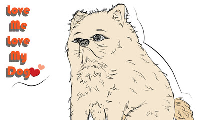 The Pomeranian is a breed of dog, illustration vector, eps, cartoon, drawing