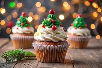 Christmas Cupcake Delight. Festive Holiday Dessert Cupcake. Sweet Xmas Cupcake Image. Delicious Christmas Cupcake Treat. Cupcake in Holiday Spirit.
