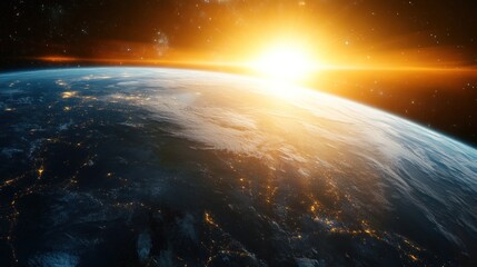 Fototapeta premium Sunrise Over Earth from Space