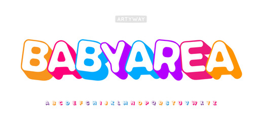 Bubble letter alphabet, vibrant rounded letters, cheerful kids style font for preschool healine, nursery decor, colorful educational materials. Childlike typography. Vector typeset.