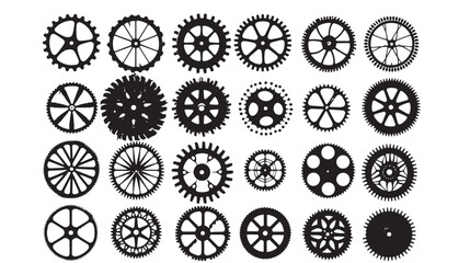 Bike Sprocket Vector Silhouettes , black silhouettes isolated on white background
