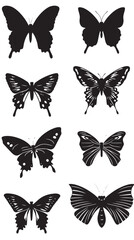 Black Butterfly Icons Or Silhouettes Set , black silhouettes isolated on white background