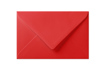 Red paper envelope mockup isolated on a transparent background, PNG. High resolution. 