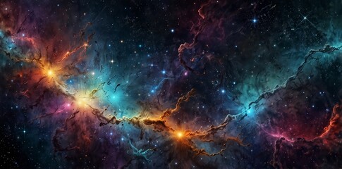 Fototapeta premium On one side, show detailed cellular structures and atoms, while on the other side, expand into galaxies, stars, and nebulae. Use soft gradients to blend the scales, highlighting the unity