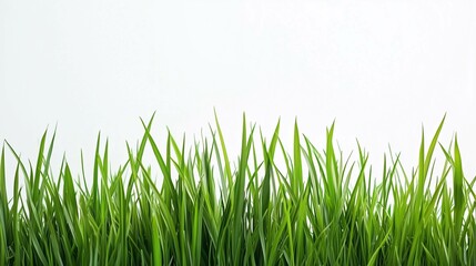 Obraz premium Green grass field on white background 