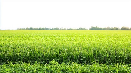 Obraz premium Green grass field on white background 