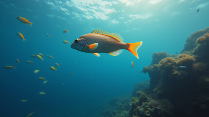 a fish swimming in the sea