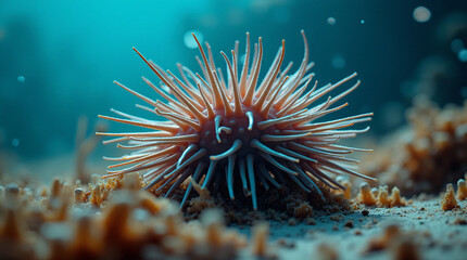 a sea urchin living on the ocean floor