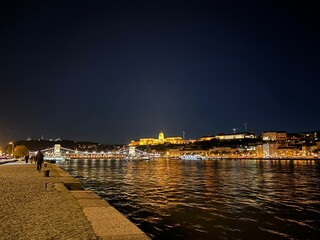 Budapest , Hungary and Danube river by night
