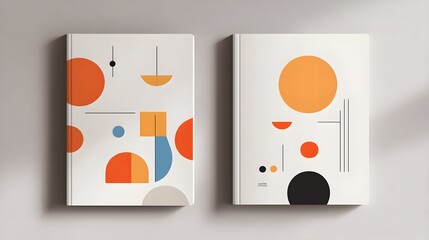 Vibrant Abstract Geometric Shapes Composition in Minimalist Style