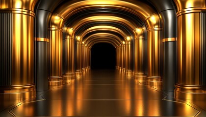 Obraz premium Golden Arches Leading to a Dark Corridor
