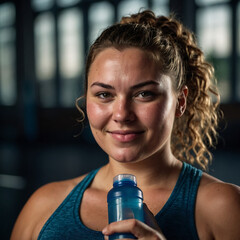 Proud and Strong Close-Up of Athletic Woman Smiling After Workout in Gym fitness journey  self-confidence