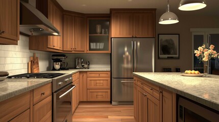 Professional photography, modern honey oak cabinets in a transitional kitchen

