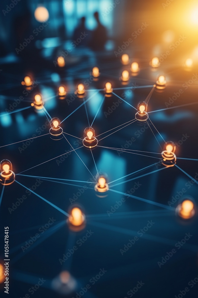 Aufkleber a network of illuminated nodes visually represents professionals engaging with integrated technology