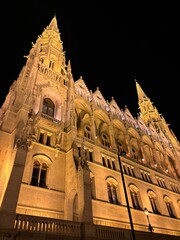 Hungarian parliament building in Budapest by night