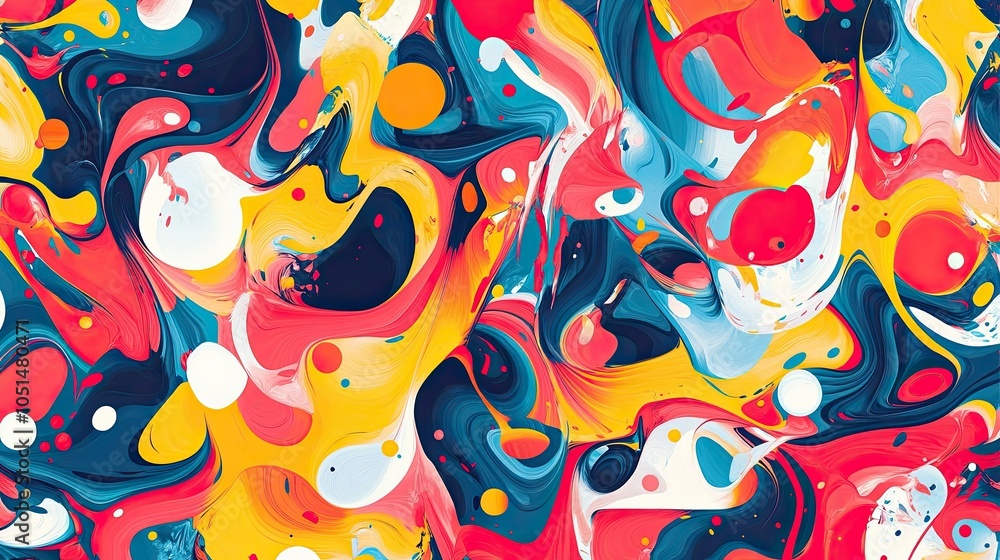 Poster fluid swirl abstract blob pattern with bold colors and a dynamic sense of movement, adding an artist