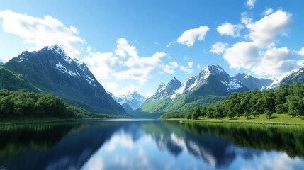 Fototapeta premium A beautiful mountain range with a lake in the middle