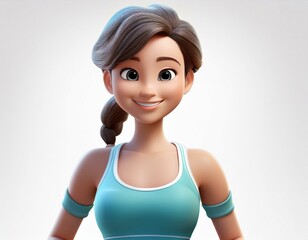 3d character fitness woman smiling
