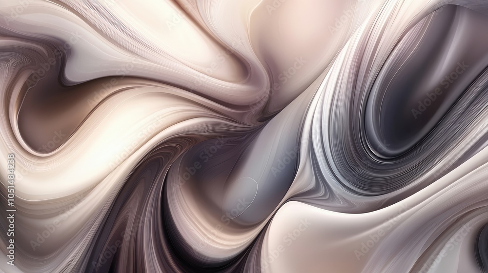 Poster soft, flowing swirl abstract blob design with muted tones and subtle gradients, perfect for minimali