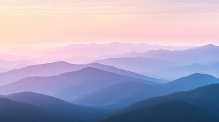 Fototapeta premium Sunlight bathes mountains in golden light at dawn, with the sky softly transitioning to pastel hues. A serene and inspiring morning scene.