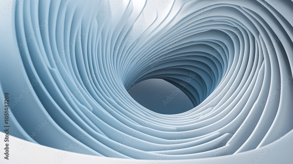 Poster intricate curves of a spiral design created with layered blue textures in soft lighting
