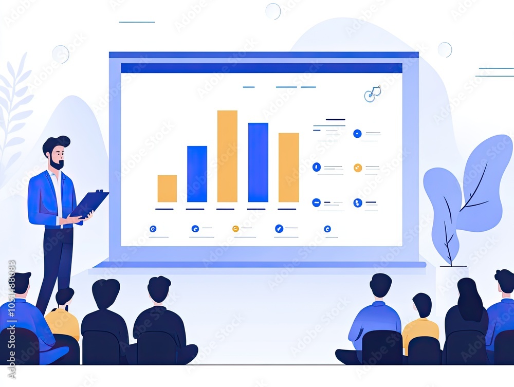 Poster supervisor giving presentation in call center setting